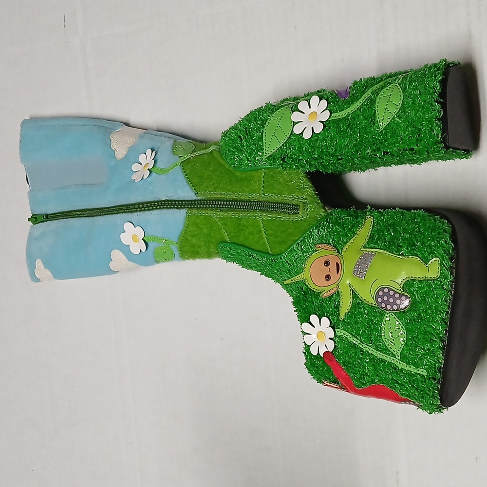 Dolls Kill x Teletubbies Platform Boots Multicolor Fur & Turf Kawaii RARE Size 6 - Picture 3 of 16
